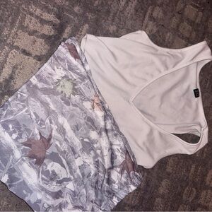 SHEIN Cream Asymmetrical Wrap Athletic Shorts